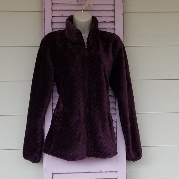 ๐ FREE COUNTRY Chevron Butter Pile Jacket Purple M NWT - Picture 4 of 12